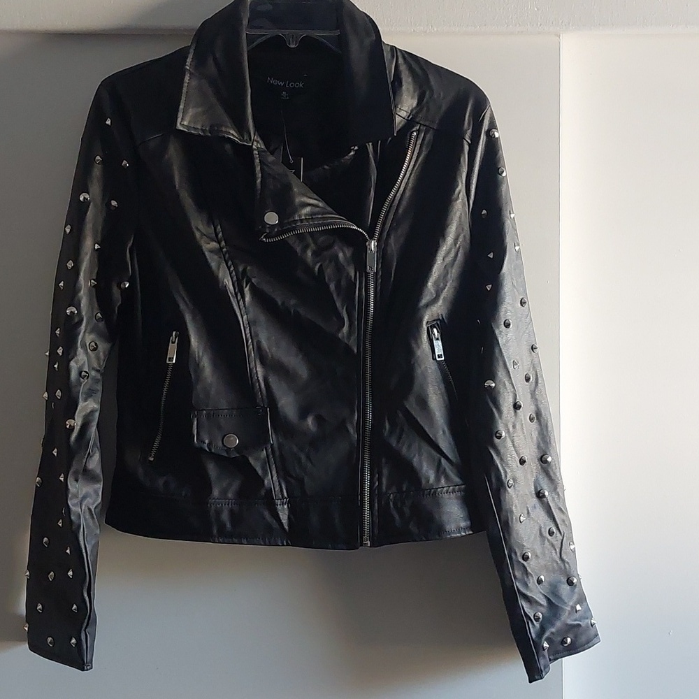 New Faux leather Studded Jacket M Bikercore Moto Punk Metal